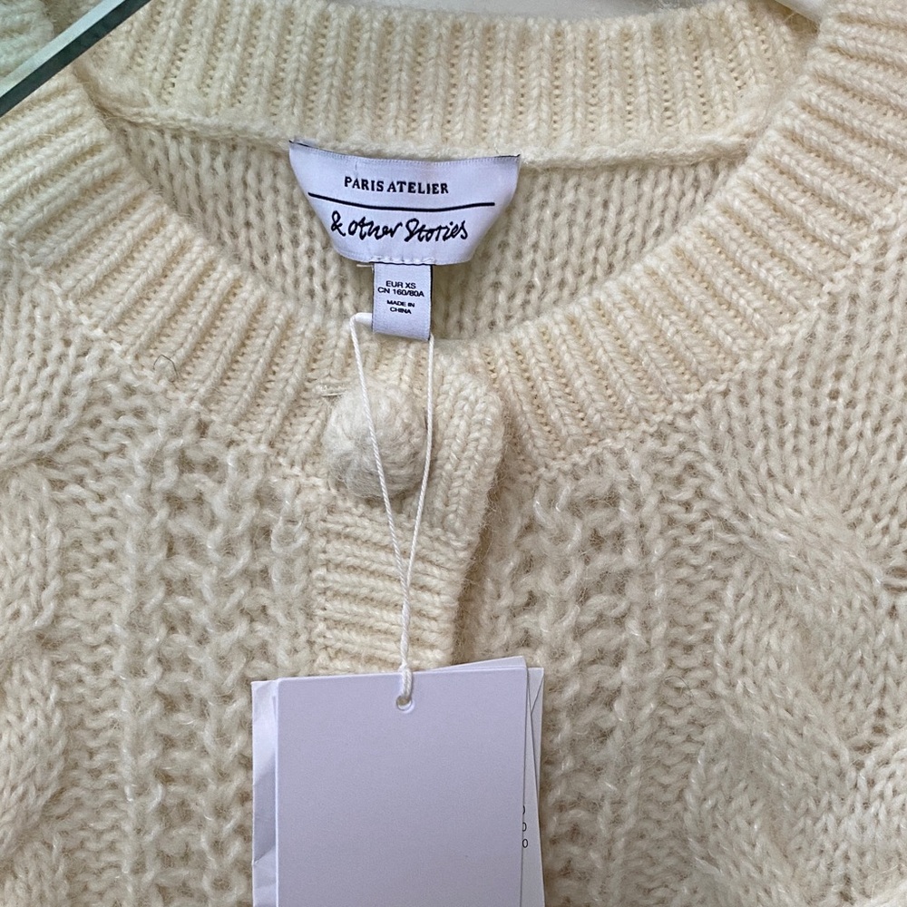 & Other Stories Cream Cable Knit Cardigan XS - Picture 2 of 8